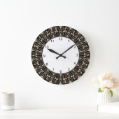 黒いフローラアールデコ ラージ壁時計 (ホーム)