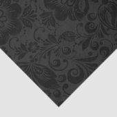 黒いフローラダマスクと濃い灰色の背景 薄葉紙 (詳細)
