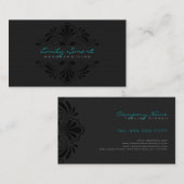 黒いフローラフレームバックテクスチャ背景 名刺 (正面/裏面)