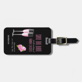 黒いフローラモダンエレガントな結婚式の日付を保存 ラゲッジタグ (正面横)