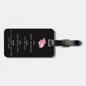 黒いフローラモダンエレガントな結婚式の日付を保存 ラゲッジタグ (裏面横)