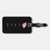 黒いフローラモダンエレガントな結婚式の日付を保存 ラゲッジタグ (裏面横)