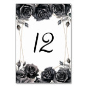 黒いフローラルゴシック様式の結婚式台番号 テーブルナンバー (裏面)