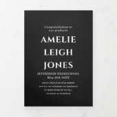 黒いフローラ卒業写真のお知らせ 三つ折り招待状 (カバー)