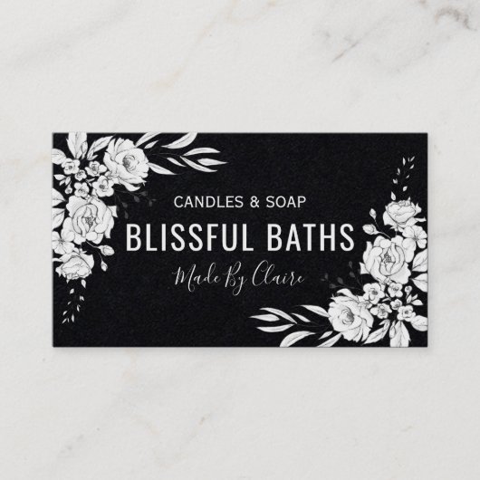 黒いフローラ手製石鹸とろうそく 名刺 (正面)