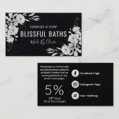 黒いフローラ手製石鹸とろうそく 名刺 (正面/裏面)