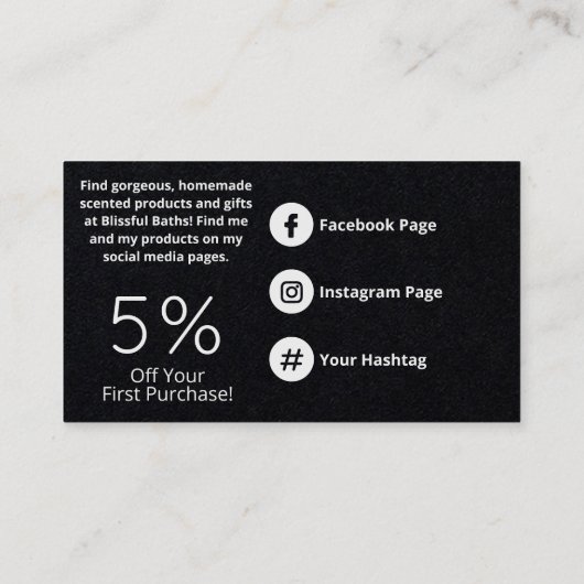 黒いフローラ手製石鹸とろうそく 名刺 (裏面)