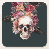 黒いフローラ死,ゴシック様式の誕生日ナプキン スクエアペーパーコースター (正面)