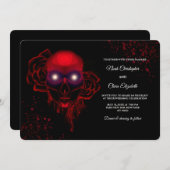 黒いフローラ濃厚なゴシック様式のスカルハロウィン 招待状 (正面/裏面)