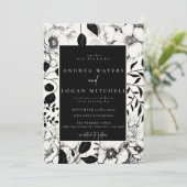 黒いフローラ結婚式招待状 招待状 (スタンド正面)
