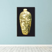 黒いフローラ飾り付きメイピン花器 キャンバスプリント (インサイチュ (ウッドフロア))