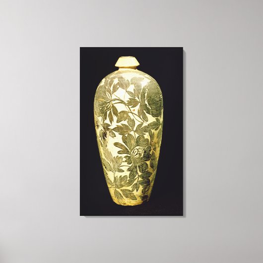 黒いフローラ飾り付きメイピン花器 キャンバスプリント (正面)