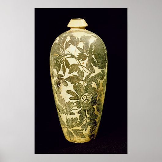 黒いフローラ飾り付きメイピン花器 ポスター (正面)