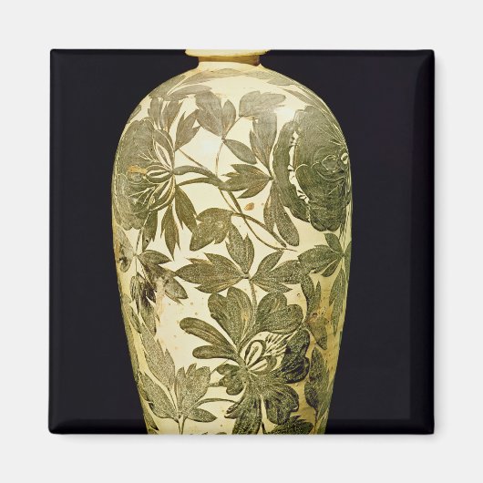 黒いフローラ飾り付きメイピン花器 マグネット (正面)