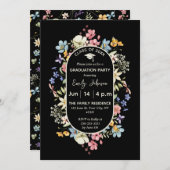 黒いフローラ1写真の卒業発表Invite 招待状 (正面/裏面)