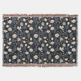 黒いフローラ(ベージュとオレンジ) スローブランケット