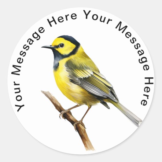 黒いフード付きウグイス ラウンドシール (正面)