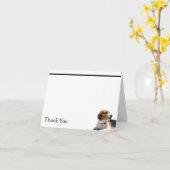 黒いブラウンおよび白いビーグル犬犬のメッセージカード カード (黄色い花)