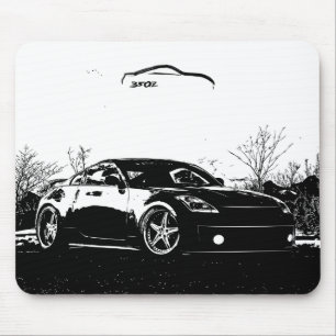 黒いブラシの打撃とのFairlady 350Z マウスパッド