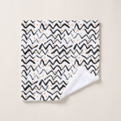 黒いブラシの打撃及びドット・パターン バスタオルセット (ウォッシュタオル)