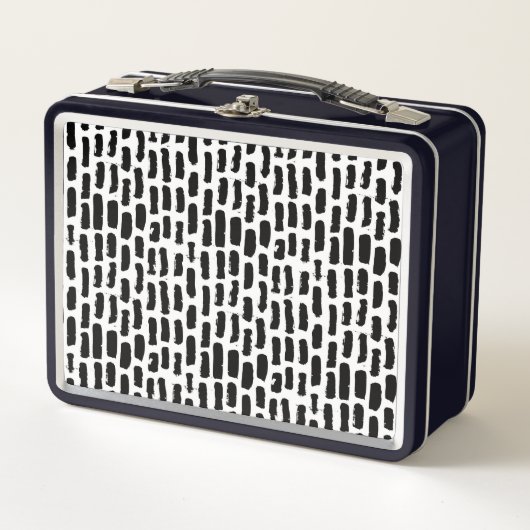 黒いブラシはパターンをなでます メタルランチボックス (正面)