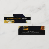 黒いブラシストローク絵画的で抽象的な表現主義者 スキニー名刺 (正面/裏面)