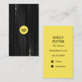 黒いブラシストローク黄金色の名刺 名刺 (正面/裏面)