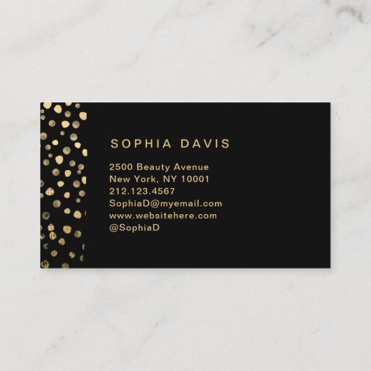 黒いブラシ線とフェイク金ゴールド点 名刺 (裏面)