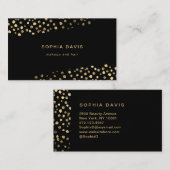 黒いブラシ線とフェイク金ゴールド点 名刺 (正面/裏面)