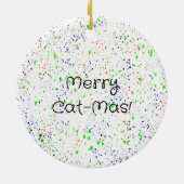 黒いブロブのクリスマスを眺める猫の目 セラミックオーナメント (裏面)