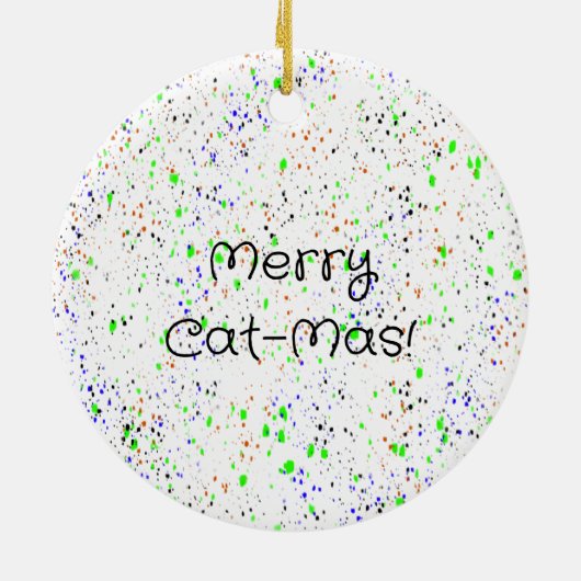 黒いブロブのクリスマスを眺める猫の目 セラミックオーナメント (裏面)