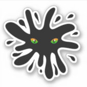 黒いブロブを眺める猫の目 シール (正面)