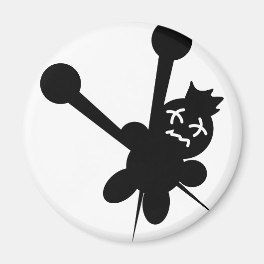 黒いブードゥーの人形の針責め マグネット (正面)