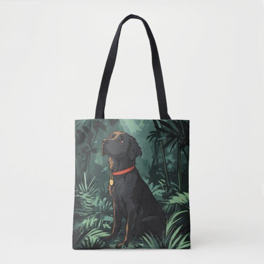 黒いプラソテッドレトリバー トートバッグ (正面)
