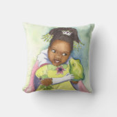 黒いプリンセス及びカエルの女の子の部屋の枕 クッション (正面)