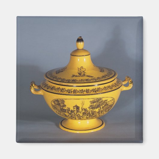 黒いプリントデザイン付きチューリーン, c.1820 マグネット (正面)