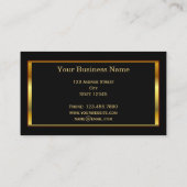 黒いプロフェッショナルのモダンでスタイリッシュな金ゴールドフレーム 名刺 (裏面)