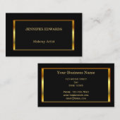 黒いプロフェッショナルのモダンでスタイリッシュな金ゴールドフレーム 名刺 (正面/裏面)