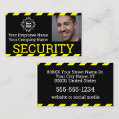 黒いプロフェッショナルセキュリティガード写真IDの警告 名刺 (正面/裏面)