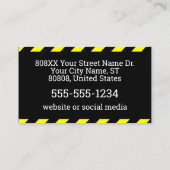 黒いプロフェッショナルセキュリティガード写真IDの警告 名刺 (裏面)