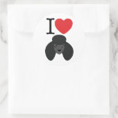 黒いプードルのステッカー ラウンドシール (バッグ)