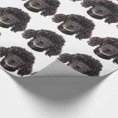 黒いプードルのポートレート ラッピングペーパー (角)