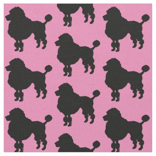 黒いプードル犬のシルエット ファブリック (クローズアップ)