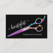 黒いヘアスタイリストの鋏 名刺 (正面)