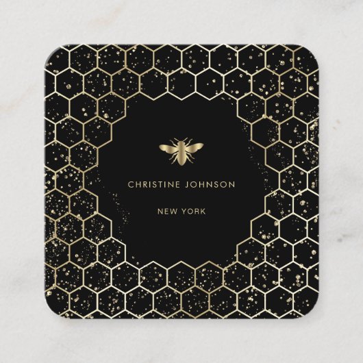 黒いヘキソンビーのロゴ スクエア名刺 (正面)