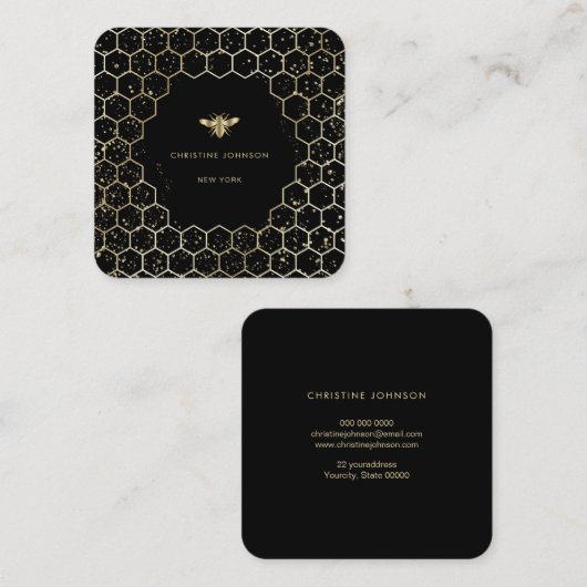 黒いヘキソンビーのロゴ スクエア名刺 (正面/裏面)