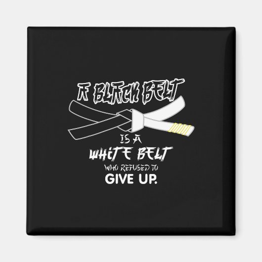 黒いベルトは白いベルトのテコンドー武術アート マグネット (正面)