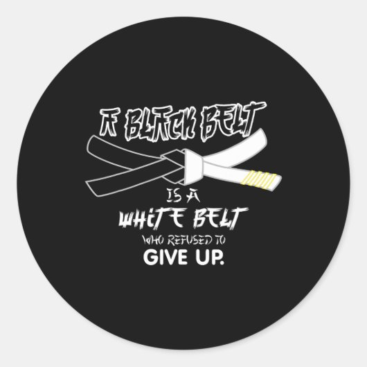 黒いベルトは白いベルトのテコンドー武術アート ラウンドシール (正面)
