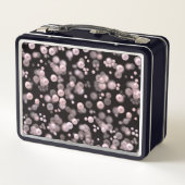 黒いベルフにピンクと白の真珠の散乱 メタルランチボックス (裏面)