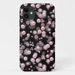 黒いベルフにピンクと白の真珠の散乱 iPhone 11 ケース